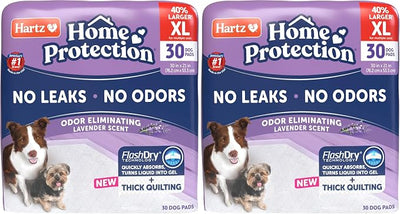 Hartz Home Protection Super Absorbent Odor Eliminating Lavender Scented No Leak Dog Pads, XL 30 Count (Pack of 2)
