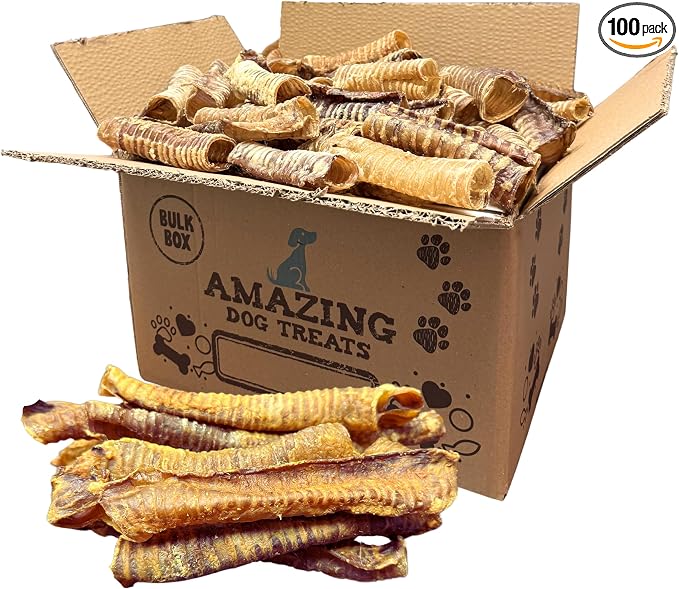 Amazing Dog Treats - Lamb Trachea (100 Count - 40 oz) - Trachea Dog Chews - Natural Source of Glucosamine & Chondroitin for Dogs - Lamb Dog Treats