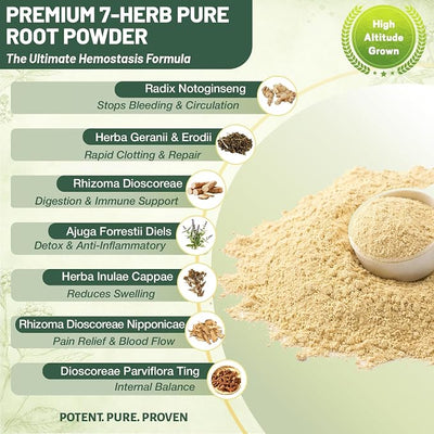 Yun nan Powder for Dogs – Natural Herbal Quick Stop Bleeding for Hemangiosarcoma, Hemoabdomen, Pericardial Effusion, Cancer Bleeding, Severe Bruising, Ulcer-Related Bleeding, Bloody Stools– 100g
