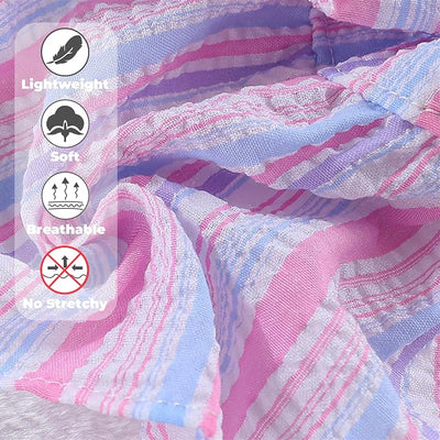 Pet Dog Harness Dress, Cute Striped Pattern with Bow, Princess Puppy Dresses with Button Closure, Summer Dog Clothes for Small Dogs Girl (Purple, Large)