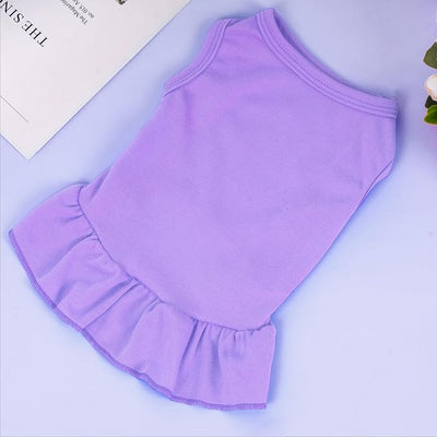 Dog Dresses Cat Skirt Solid Color Dog Clothes Summer Sleeveless Puppy Girl Clothes for Small Pet Dogs Cats (Light Purple, Medium)
