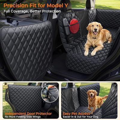 URPOWER Dog Car Seat Cover for Tesla Model Y & Juniper (2025+) with Door Protectors, Waterproof Seat Cover Hammock 600D Heavy Duty Scratch Proof Nonslip Durable Soft Back Seat Covers