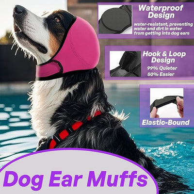 Dog Calming Hoodie Anxiety Relieve, Dog Ear Muffs Noise Cancelling, Firework, Bathing, Ear Wrap, Quiet Head Cover Sleeves Ear Covers for Bath, Thunderstorms, Grey, Large