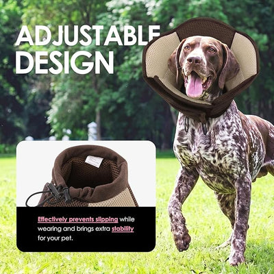 AOFITEE Dog Cone - Soft Cone for Dogs to Stop Licking After Surgery, Foldable Small Dog Cone Collar, Adjustable Cones for Dogs for Wound Healing, Elizabethan Pet E-Collar, Brown Small
