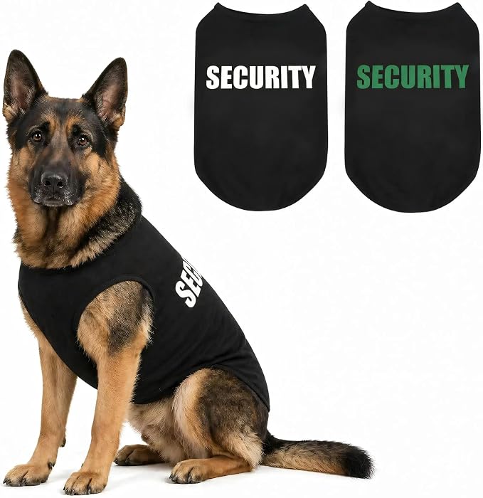 Upgraded Dog Security Shirt Vest for Puppy, Cat, and Dog, Cotton Technical Fabric with Fluorescent Printing, Large Medium Small E7XL, Black
