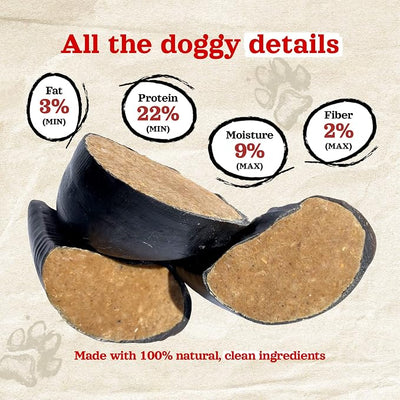 Natural Farm Peanut Butter Flavor Filled Cow Hooves for Dogs (4-Pack), Long-Lasting Natural Beef Bone Treats, Best for Small, Medium & Large Dogs