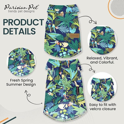 Parisian Pet Amazonia Dog Shirt - Cotton Clothes for Large Dogs - Stylish Tropical Dog Outfit - Lightweight and Soft Puppy Clothes - Trendy Tshirts for Dogs - Comfortable Summer Pet Apparel