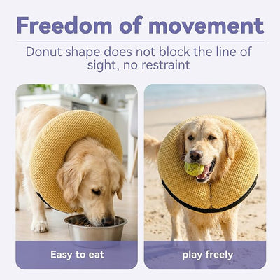 Loflaze Inflatable Dog Cone Collar - Dog Neck Donut Cone Collar Alternative After Surgery - Soft Cone for Large Medium Small Dogs Cats - Alternative Recovery E Collar (Yello, XL)