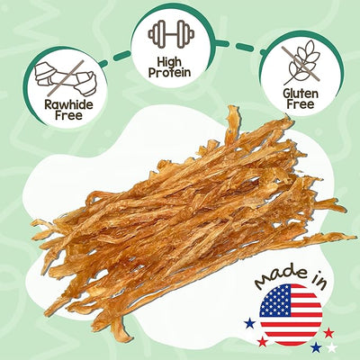 Nature Gnaws USA Turkey Tendons for Dogs (1Lb) - Delicious Grain Free Reward Snack for Small, Medium & Large Breeds - Premium Natural Dog Chew Treats