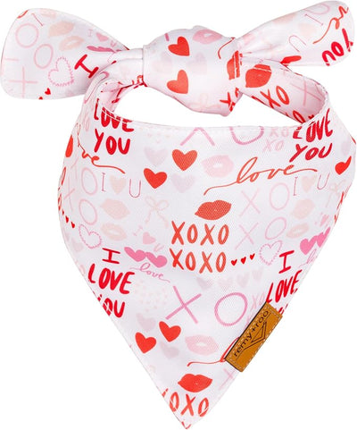 Remy+Roo Dog Bandanas - 2 Pack | Valentine's Day XOXO Dog Bandanas Set | Premium Durable Fabric | Patented Shape Bandanas for Dogs (XOXO, Large)