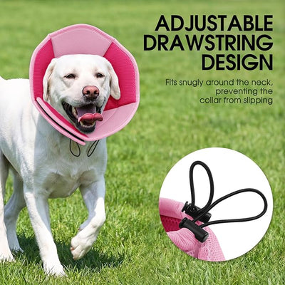 Dog Cones for Large Dogs, Soft Pet Cone Stop Licking After Surgery, Adjustable Pet E-Collar Alternative for Wound Healing, Pink X-Large