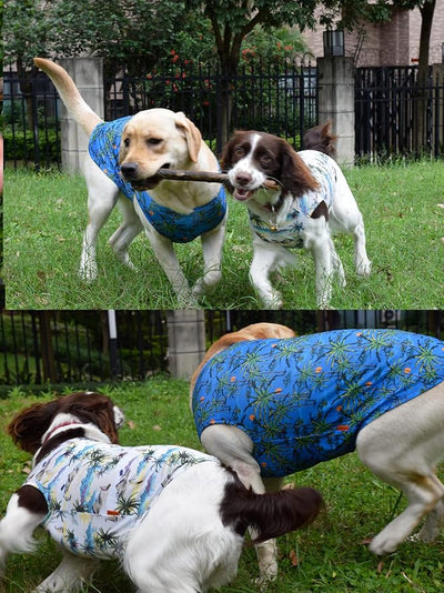 Dog Hawaiian Shirts,Wettable Water, Instant Cooling, Air-mesh Fabric UV Shirt,Cooling Shirts,Quick Dry Sun T-Shirt for Small Medium Large Dog Breed,2Pack.