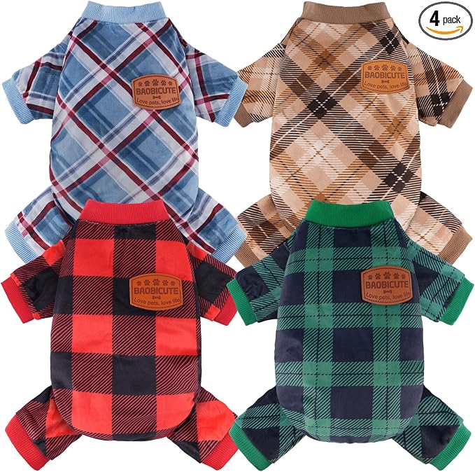 4 Pack Dog Pajamas Soft Lightweight Dog Recovery Suit Onesie Clothes for Small Medium Large Female Pet Boys Girls Dogs Cats