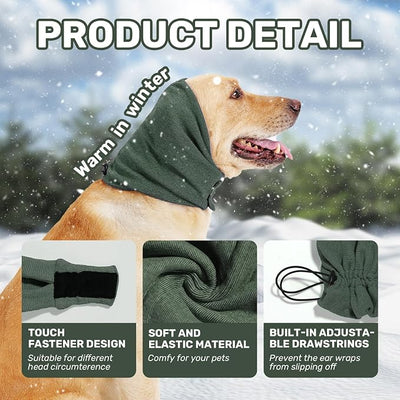 Dog Calming Hoodie, No Shake Ear Wraps for Dogs, Adjustable Dog Ear Muffs for Noise Protection, Ear Wrap Head Cover for Anxiety Relief & Hematoma (Olive Green, S(Head Circle:9.8"-14.9"))
