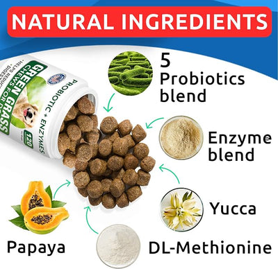 BARK&SPARK All-Natural Grass Burn Spot Chews for Dogs - Pee Lawn Spot Saver - Grass Restore Treats - Dog Urine Neutralizer Solution for Grass Burn Spots - Made in USA - 120 Chews