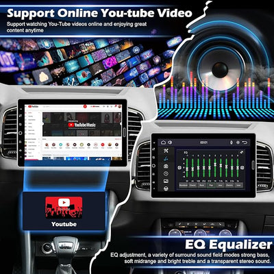 10.1 inch Single Din Touchscreen Radio 10 inch Car Stereo with Wireless Carplay Support AM FM Radio/YouTube Video/Bluetooth/Car Play/Android Auto + Backup Camera + Mic