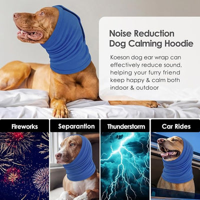 KOESON Dog Calming Hoodie for Large Breeds, Adjustable No Shake Ear Wraps for Dogs, Soft Dog Ear Muffs Noise Protecion, Pet Head, Ear & Neck Covers for Thunder, Firework, Separation Anxiety, Hematoma