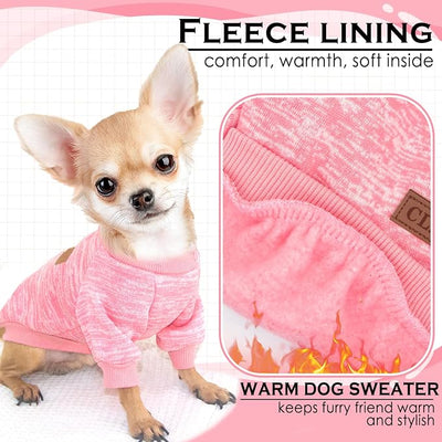 2 Pieces Dog Sweaters for Small Dogs Fall Dog Clothes Female Winter Fleece Puppy Sweaters Warm Thick Outfit Pet Small Dog Sweater for Boy Girl Dogs Yorkie, Chihuahua, Bulldog, Dachshund, Pug,Large