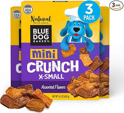 Blue Dog Bakery Natural Dog Treats, Mini Crunch, Assorted Flavors, 16.2oz, 3 Count