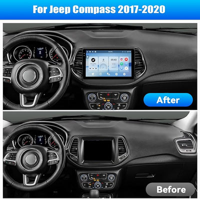 [6+128G] 8-Core Android 15 Car Radio Stereo for Jeep Compass 2017-2020 with Wireless Carplay&Android Auto,10.1 Inch Touchscreen Car Radio with Mirror Link Bluetooth FM/RDS DSP WiFi GPS SWC
