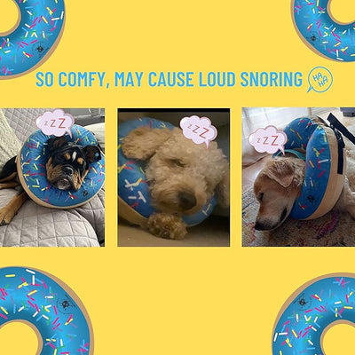 Dog Donut Collar | Great Alternative to a Traditional Plastic Cone or a Soft Recovery Collar | Our Inflatable Recovery Collar is an Excellent Choice After Surgery | Made for Large Dogs (Blue)