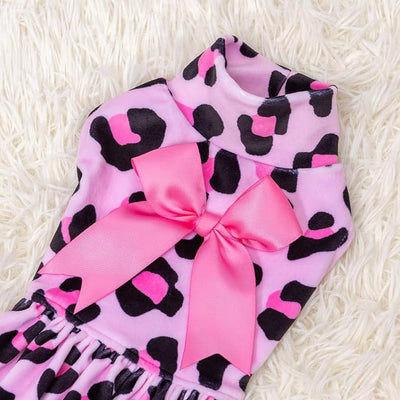 CuteBone Turtleneck Dog Velvet Dress Puppy Skirt Costume Pet Clothes Cat Apparel with Bow Hair Rope for Small Dogs CVD08XS