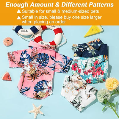 Weewooday 4 Pieces Small Pet Summer T-Shirts Hawaii Style Floral Pet Dog Shirt Breathable Cool Clothes Beach Seaside Puppy Sweatshirt for Puppy(Floral Style,2X-Large)