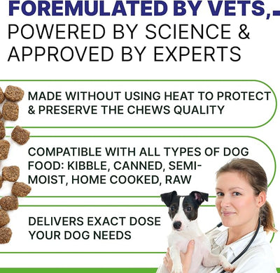 Advanced Dog Calming Chews - Anxiety Relief Treats w/Melatonin + Valerian Root - Calm & Sleep Aid Bites - Stress Relief During Fireworks Storms Separation - Anti Anxiety & Aggression Pill