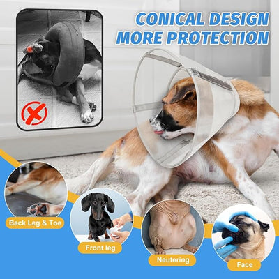 Dog Cone Collar to Stop Licking, Soft Mesh Recovery Collar After Surgery with Liner, Elizabeth Cone Alternative for Medium and Large Dogs, for Surgery, Spay, Neuter, Wound Care,S,Apricot