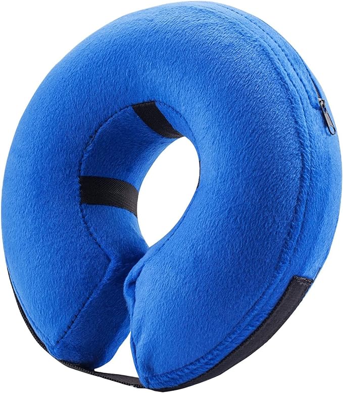 BENCMATE Inflatable Dog Cone Collar Alternative, Soft Dog Cone for Small Medium Large Dogs and Cats, Neck Recovery ECollar Donut Collar After Surgery (Large+, Blue)