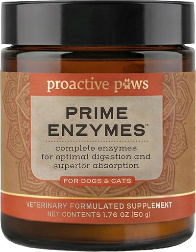 PROACTIVE PAWS Prime Enzymes – Digestive Enzyme Supplement for Dogs and Cats with Taurine, Papaya & Pineapple for Digestive Support and Nutrient Absorption