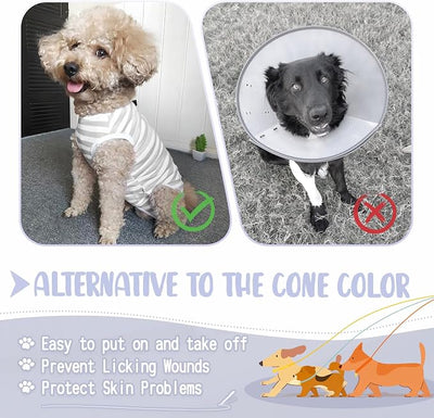 Dog's Recovery Suit Post Surgery Shirt for Puppy, Small Dog Surgical Recovery Suit for Female Male Dogs, Dog Onesie Protect Surgical Wound(Grey White Stripe-xs)