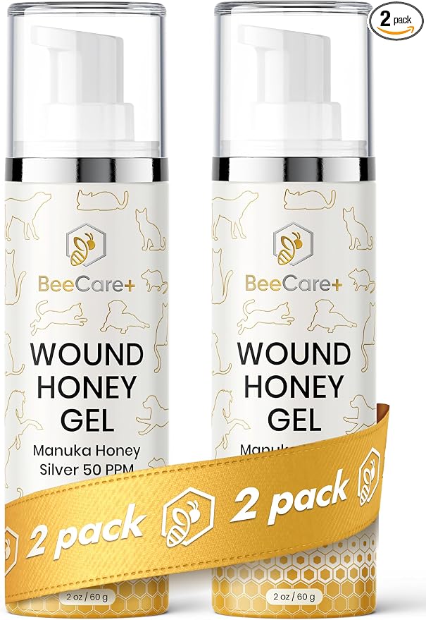 Hot Spot Treatment for Dogs and Cats – 2-Pack Supply for Scratches, Bites and Dog Wound Care – Gel for All Pets with Manuka Honey and Colloidal Silver 50 PPM – 2 oz x 2 Tube
