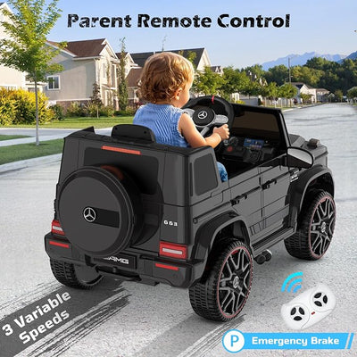 ANPABO Licensed Mercedes-Benz G63 Car for Kids, 12V 7AH Ride on Car w/Parent Remote Control, LED Headlights, Music Player & Horn, Soft Start, Low Battery Prompt, Kids Electric Car, Black