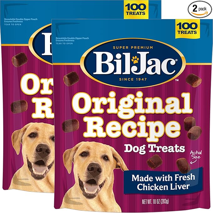 Bil-Jac Original Recipe Soft Dog Treats | Real Chicken Liver | 10 oz Resealable Bag (2-Pack)