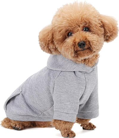 Winter Dog Hoodie with Pockets - Solid Color Polycotton Sweatshirt for Small, Medium, and Large Dogs - Soft, Warm, Cozy Pet Clothing for Cold Weather - Ideal for Outdoor Walks.Grey-3XL