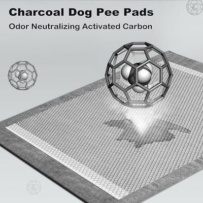 MIZOK Pee Pads for Dogs 36x36in Charcoal Dog Pads Super Absorbent Odor Eliminating Leak-Proof, XXL Dog Pee Pads with Activated Carbon for Large Breeds, Disposable (25 Count)