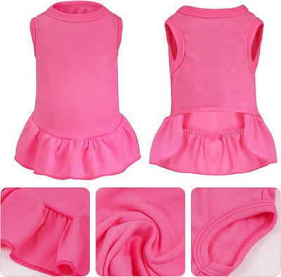 Dog Dresses Cat Skirt Solid Color Dog Clothes Summer Sleeveless Puppy Girl Clothes for Small Pet Dogs Cats (Rose Pink, Medium)