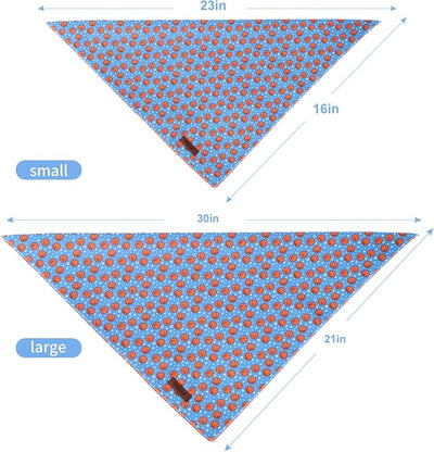 Basketball Dog Bandana - Soft Blue Spring Summer Dog Neck Scarf, Cute Pet Bib for Medium Large Dogs, Playful Photo Dogs Cats Prop for Daily Use Parties & Pet Photography L