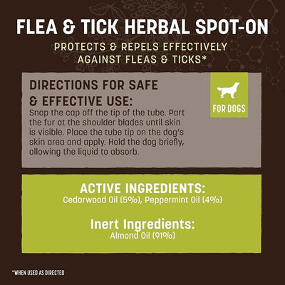 Earth Animal Apothecary Natural Flea & Tick - Herbal Spot-On for Small Dogs & Puppies - 3 Applications (3 Month Supply)