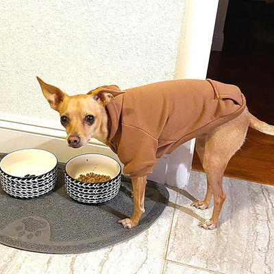 Jecikelon Soft Dog Hoodies for Small Dogs, Fleece Puppy Sweatshirt with Pockets, Warm Winter Cold Weather Coats for Pet Cat, Cute Clothes Puppy Costume (Coffee, Small)