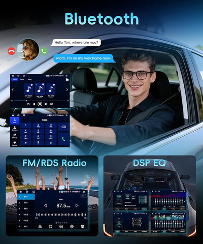 Rimoody 8 Core 6G+128G Android 15 Car Stereo for Toyota Yaris Vios 2007-2014, Wireless Carplay Android Auto, 9'' Touchscreen Radio with 360° Panoramic View GPS/BT 5.0/FM/DSP/5G-WiFi Backup Camera SWC