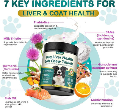 150 Chews Milk Thistle for Dogs Advanced Milk Thistle Supplement for Dogs with Curcumin Choline Fish Oil Prebiotics Healthy Liver Skin Coat Immune Boost Fit Large Small Medium Breed Chicken Flavor