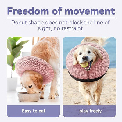 Loflaze Soft Inflatable Dog Cone Collar for Large Medium Small Dogs Cats - After Surgery Dog Neck Donut Collar, ECollar Alternatives for Recovery - Pink, M+