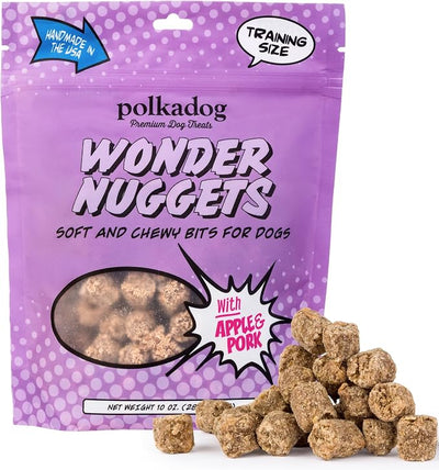 Polkadog Wonder Nuggets Soft & Chewy Dog Treats - Pork & Apple, All Natural, Limited Ingredient, Premium Training Treats for All Breeds, Great for Allergies, Made in USA - 10oz