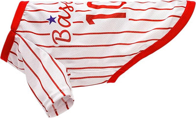 Paiaite Sleek Striped Dog Vest: Sleeveless Baseball-Style Dog Shirt, Ideal Fit for Small, Medium, and Large Breeds,Polyester Fabric for Comfort, Breathability, and Stretchiness Red 3XL