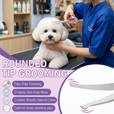 Dog Ear Hair Removal Tool Kit - Ear Powder, Safety Round Tip Scissors & Hemostat, Helps Reduce Wax & Odor, Grooming Kit for Schnauzers, Poodles & Breeds with Ear Hair, Calms Itchy Ears