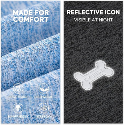 KYEESE 2Pack Dog Shirt, Lightweight Sun Protection Sleeveless Dog T Shirts for Small Dogs Boy, Breathable Pet Reflective Tank Top Summer Dogs Clothes for Outdoor Walking, Grey+Light Blue, M