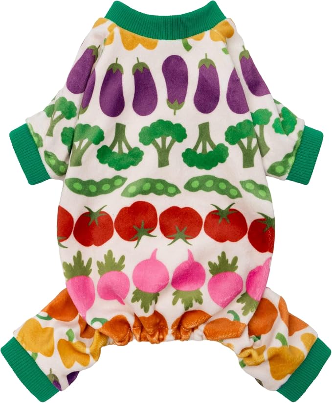Fitwarm Funny Vegetable Dog Pajamas, Warm Winter Dog Clothes for Small Dogs Boy Girl, Cozy Pet Onesie with Feet, Green, White, Red, Pink, Purple, XXL