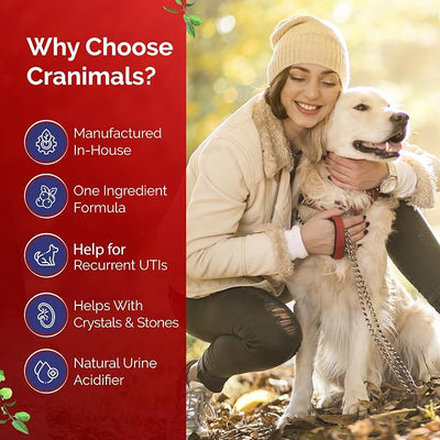 Cranimals Organic Cranberry Cat and Dog Supplement, Prevents UTIs, Incontinence and Struvite Stones, Replaces antibiotics.